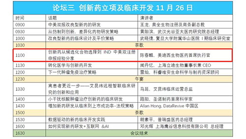 演讲题目：创新药从候选化合物选择到IND中美双注册申报经验分享 
